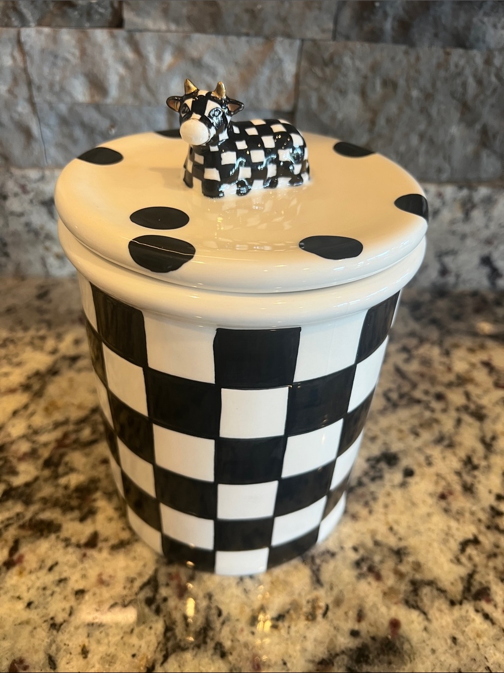 Mackenzie-Childs Cow Creamery Canister - Large one Only.  Good used condition